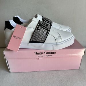Juicy Couture Sneakers Shoes Womens Size 6.5 White Black JC-Cosmic Slip On Shoe